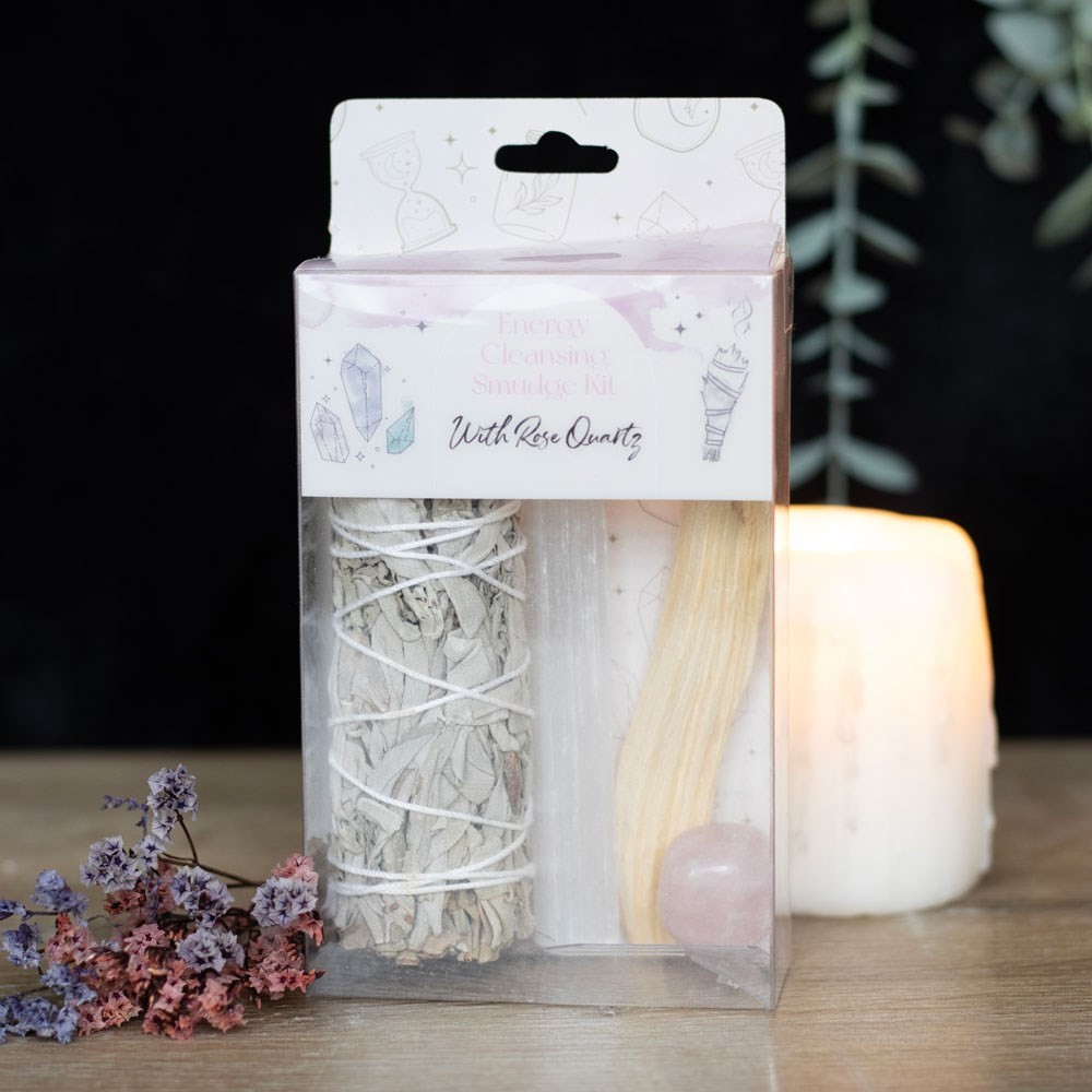 Smudge Kit with Rose Quartz Crystal Smudge Kit with Rose Quartz Crystal