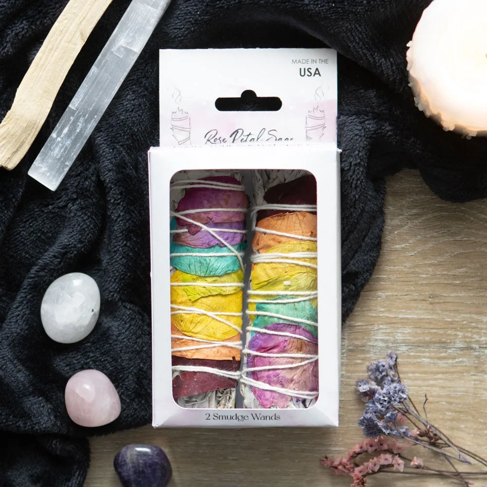 Set of 2 Rose Petal Sage Smudge Wands Set of 2 Rose Petal Sage Smudge Wands