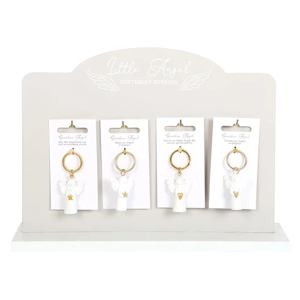 Set of 24 Guardian Angel Key Rings on Display Set of 24 Guardian Angel Key Rings on Display