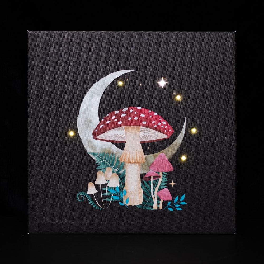 Forest Mushroom Light Up Canvas Plaque Forest Mushroom Light Up Canvas Plaque
