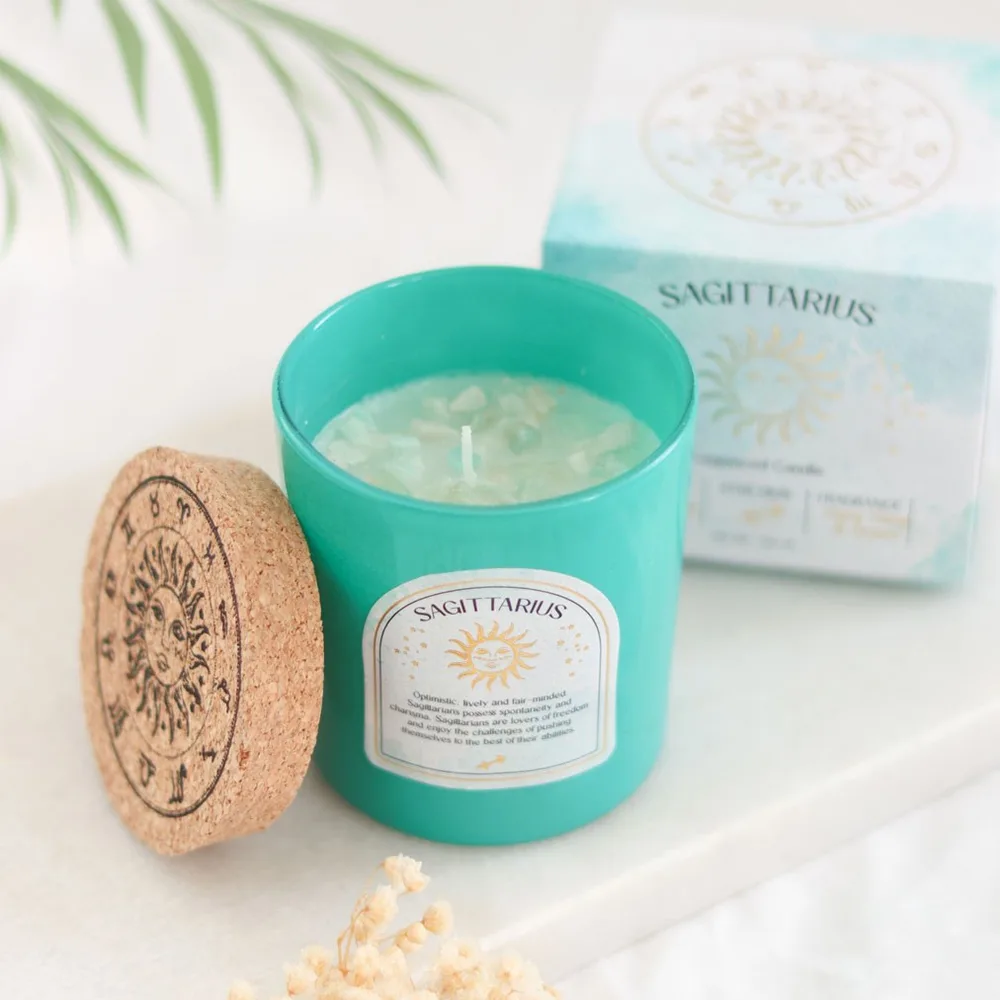 Sagittarius Ylang Ylang & Amber Gemstone Zodiac Candle - Image 6