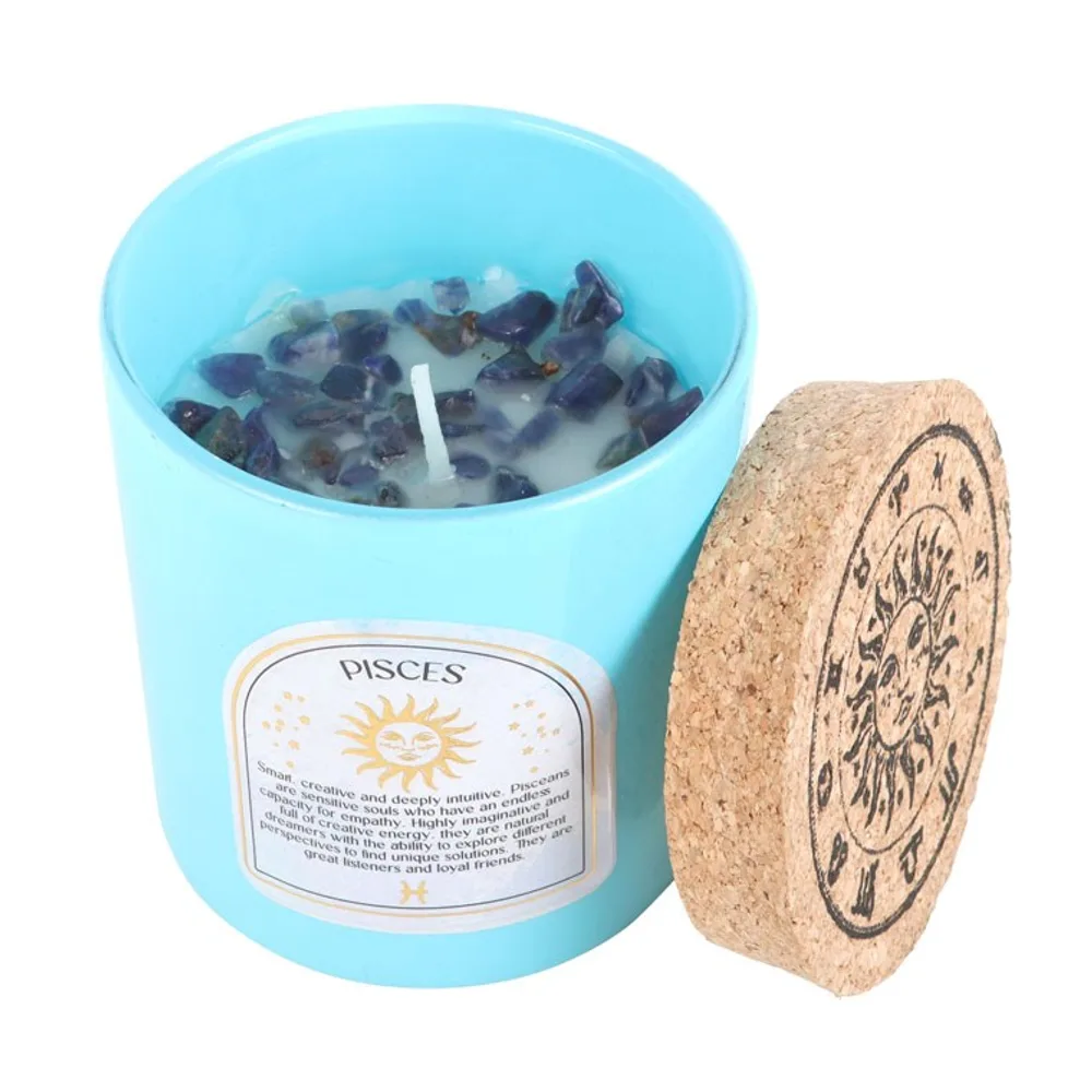 Pisces Gardenia Gemstone Zodiac Candle, photo 2 of 6
