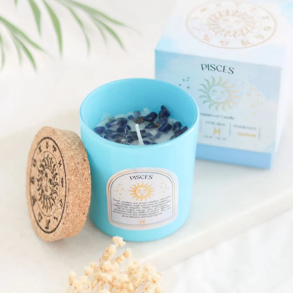 Pisces Gardenia Gemstone Zodiac Candle, photo 6 of 6