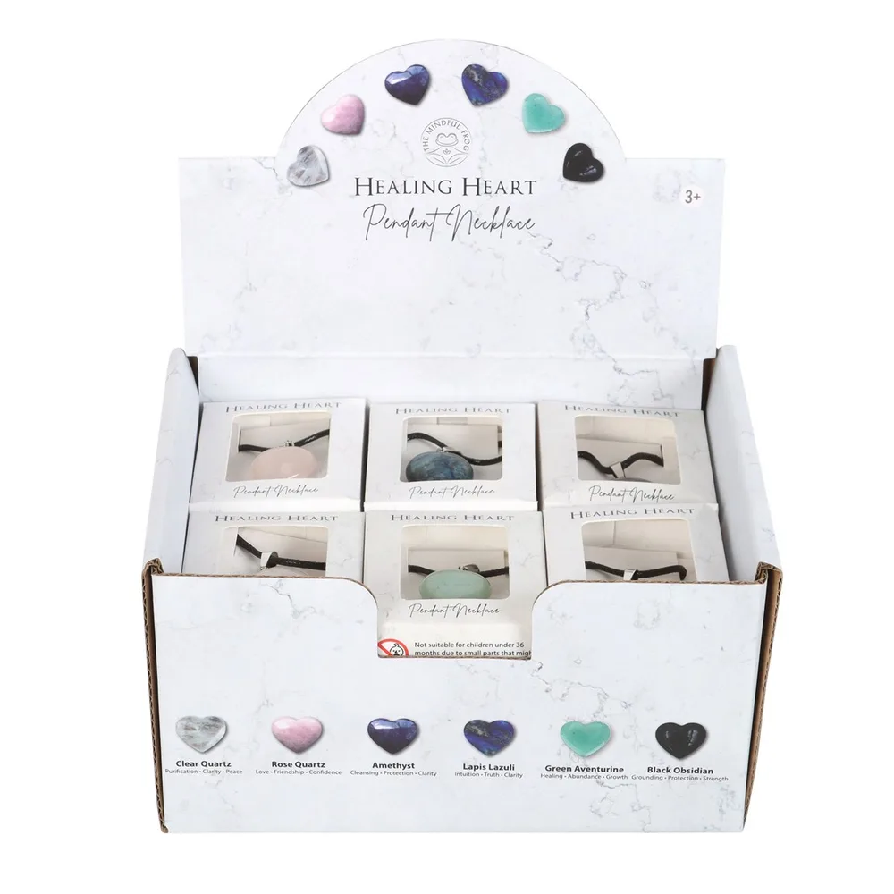 Set of 24 Healing Heart Crystal Necklaces in Display Set of 24 Healing Heart Crystal Necklaces in Display