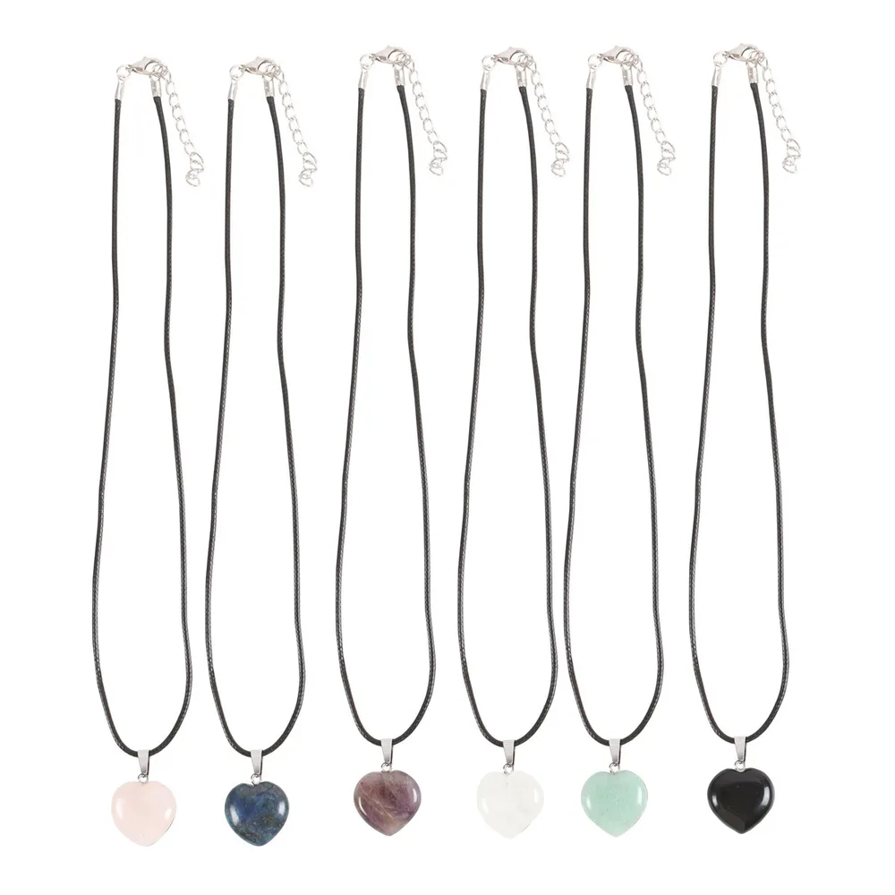 Set of 24 Healing Heart Crystal Necklaces in Display - Image 4