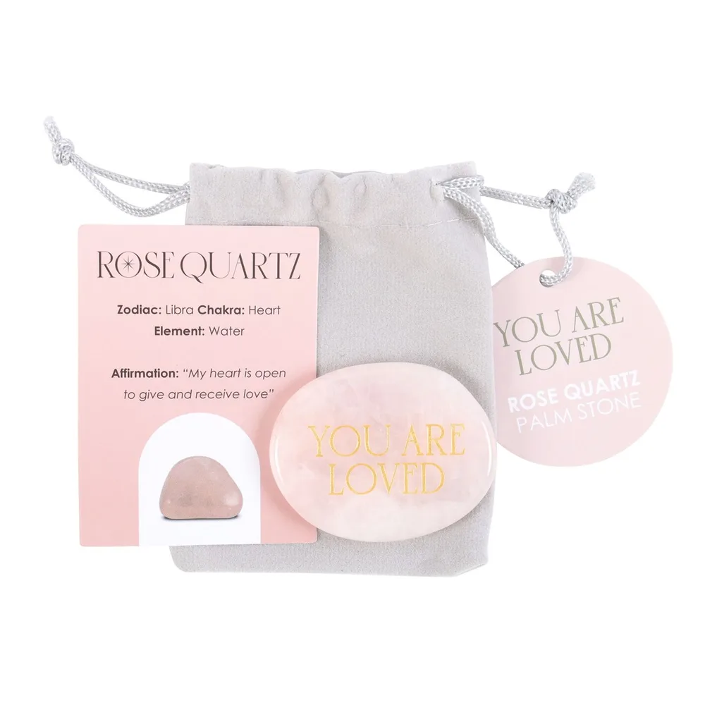 You Are Loved Rose Quartz Crystal Palm Stone You Are Loved Rose Quartz Crystal Palm Stone