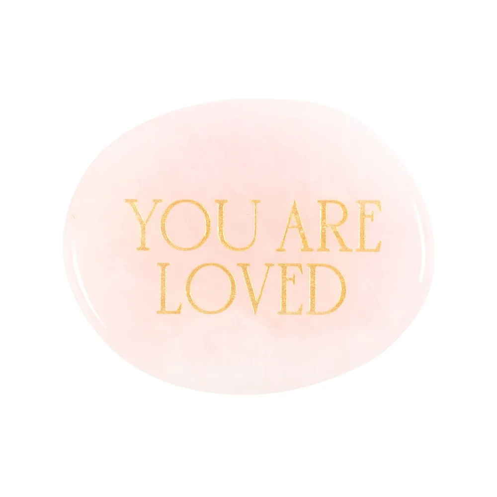 You Are Loved Rose Quartz Crystal Palm Stone - Image 2
