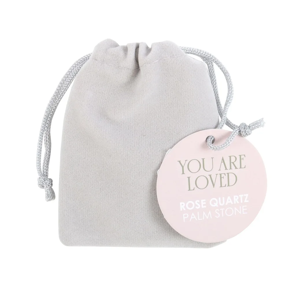 You Are Loved Rose Quartz Crystal Palm Stone - Image 4