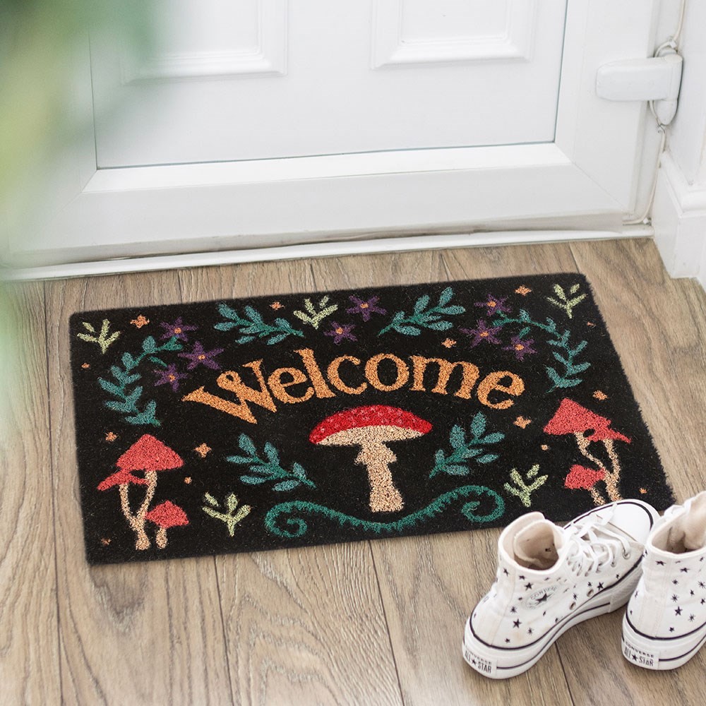 Black Mushroom Welcome Doormat