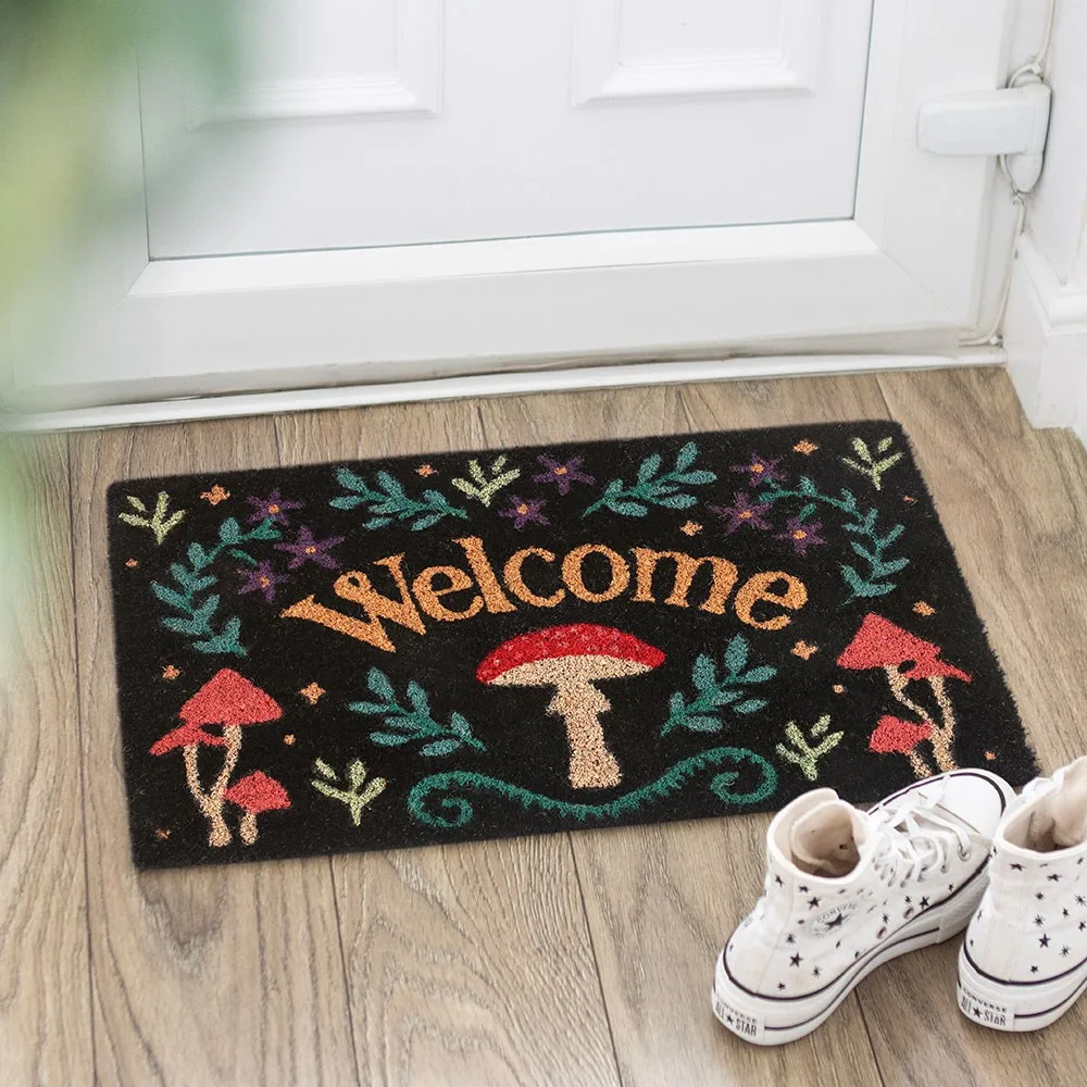 Black Mushroom Welcome Doormat Black Mushroom Welcome Doormat