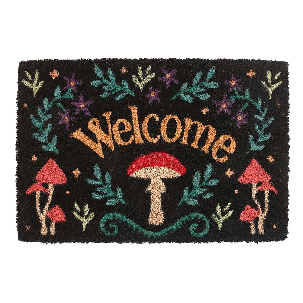 Black Mushroom Welcome Doormat, photo 2 of 4