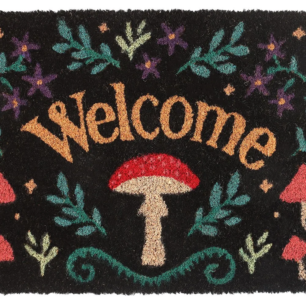 Black Mushroom Welcome Doormat, photo 3 of 4