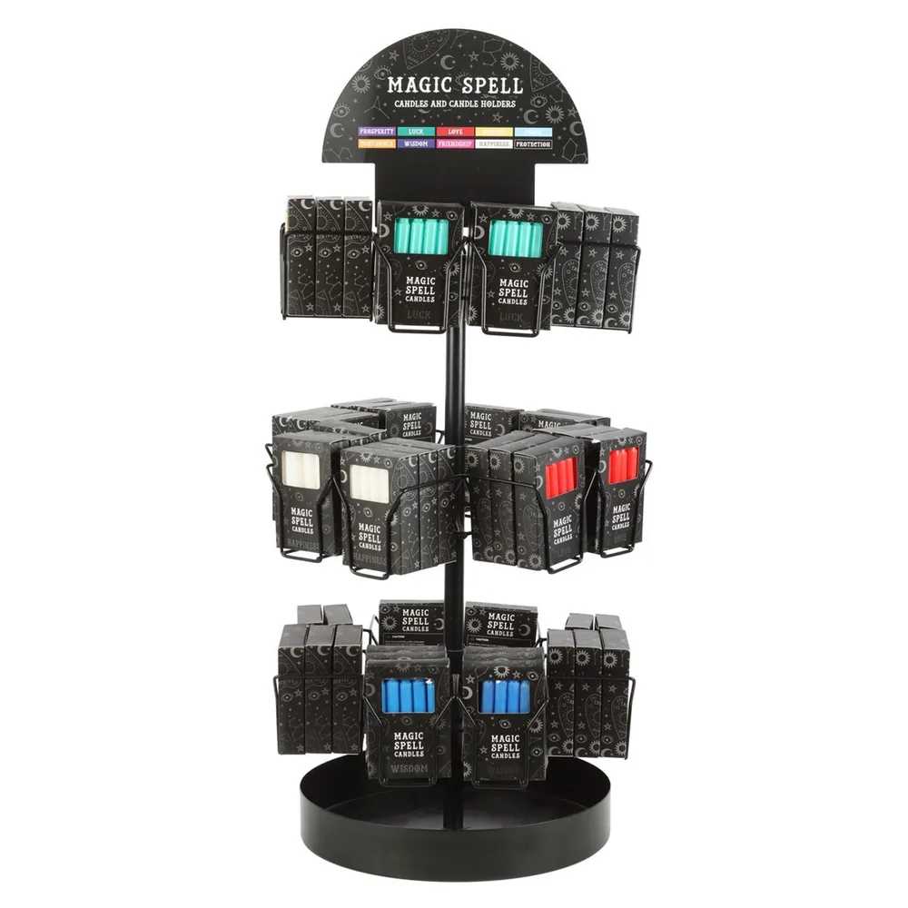 Set of 72 Magic Spell Candles on Tabletop Spinner Display Set of 72 Magic Spell Candles on Tabletop Spinner Display