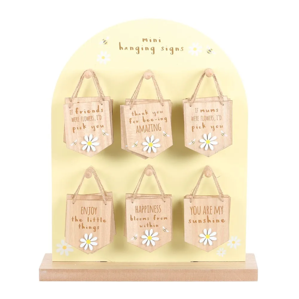 Set of 24 Mini Hanging Daisy Signs on Display Set of 24 Mini Hanging Daisy Signs on Display