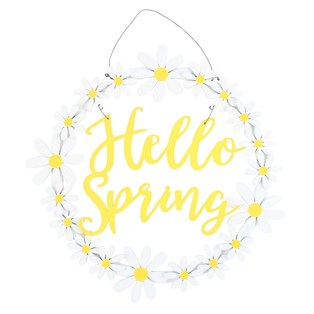 Hello Spring Hanging Daisy Wreath Decoration Hello Spring Hanging Daisy Wreath Decoration