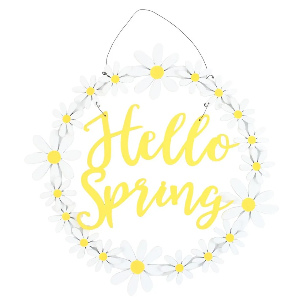Hello Spring Hanging Daisy Wreath Decoration Hello Spring Hanging Daisy Wreath Decoration