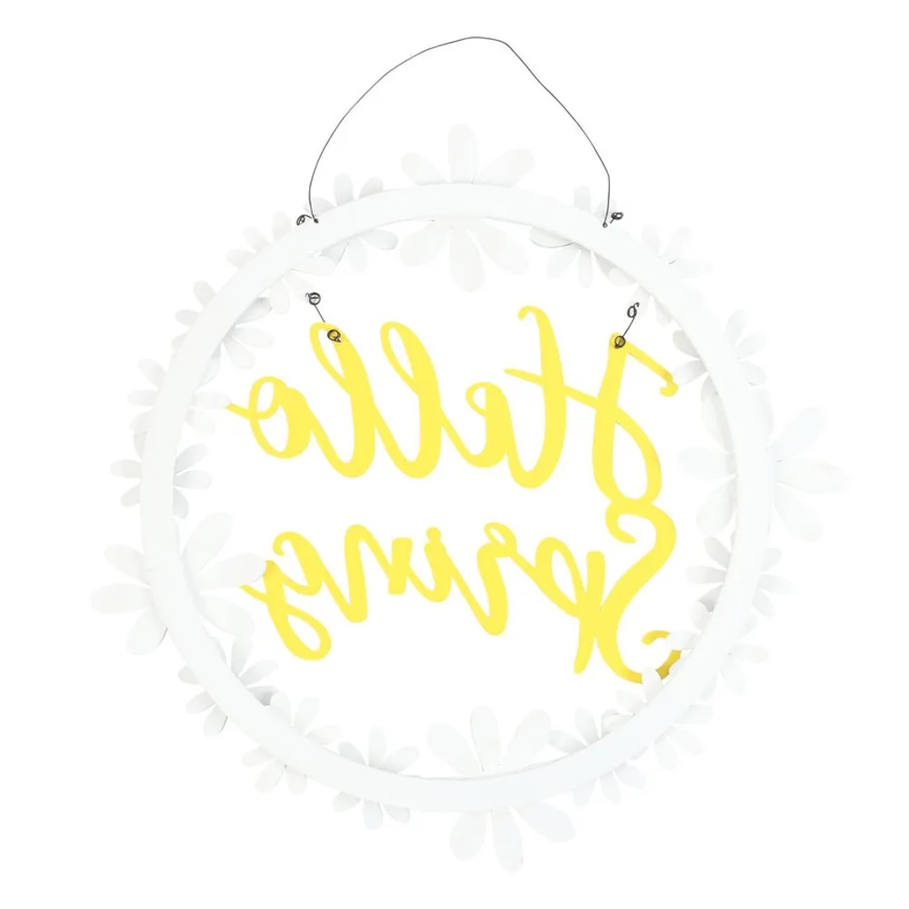 Hello Spring Hanging Daisy Wreath Decoration, photo 3 of 5