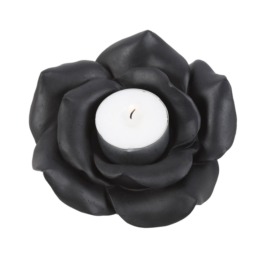 Black Rose Resin Tealight Candle Holder Black Rose Resin Tealight Candle Holder