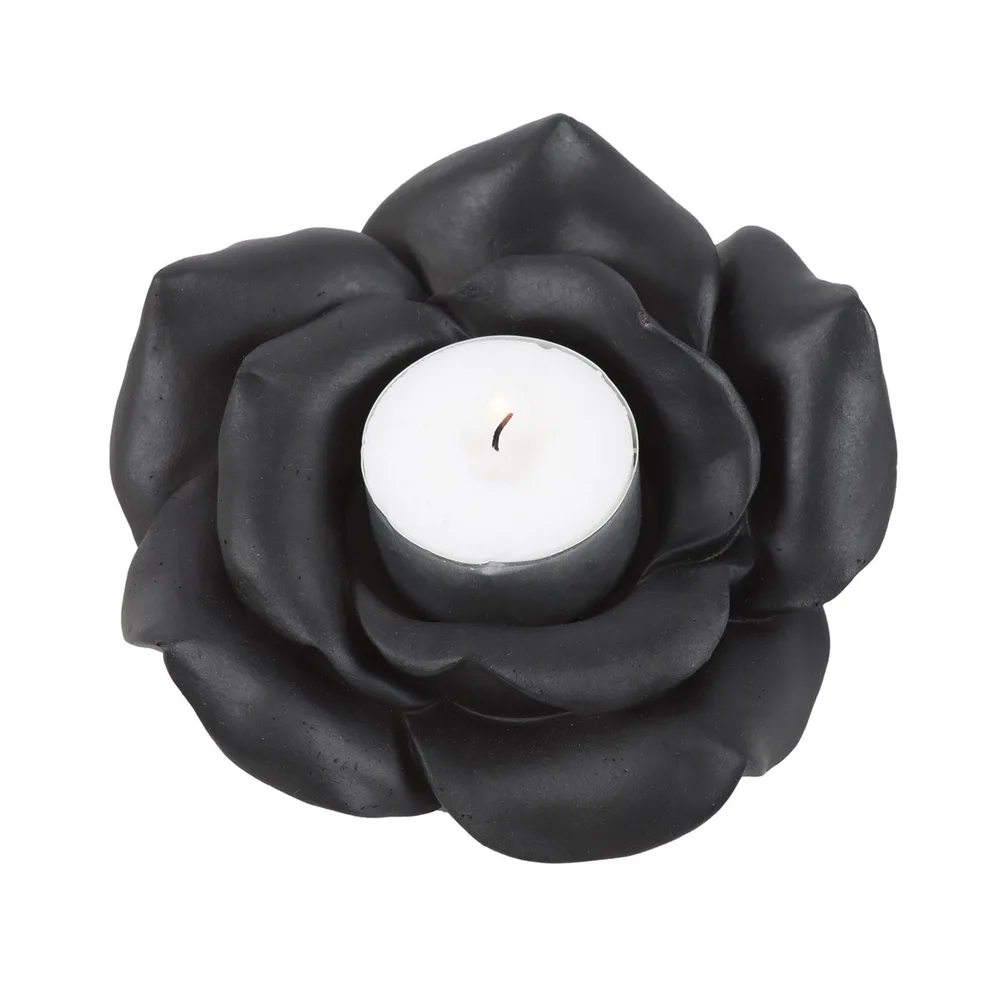Black Rose Resin Tealight Candle Holder Black Rose Resin Tealight Candle Holder