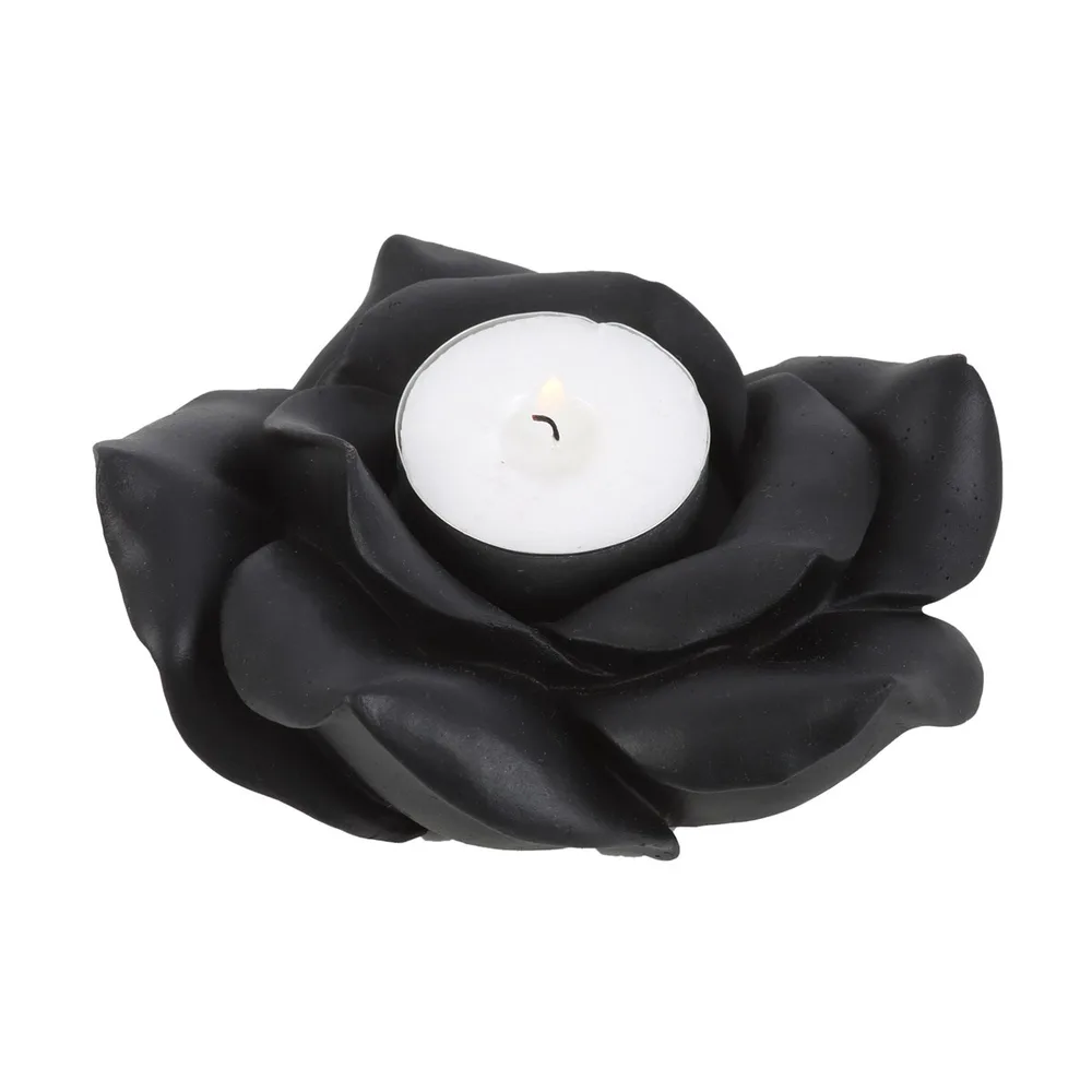Black Rose Resin Tealight Candle Holder - Image 2