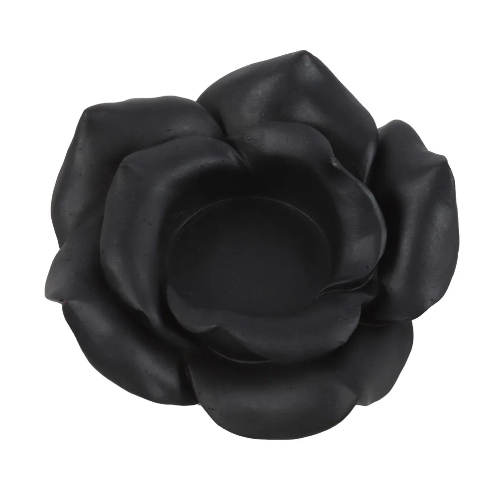 Black Rose Resin Tealight Candle Holder - Image 3