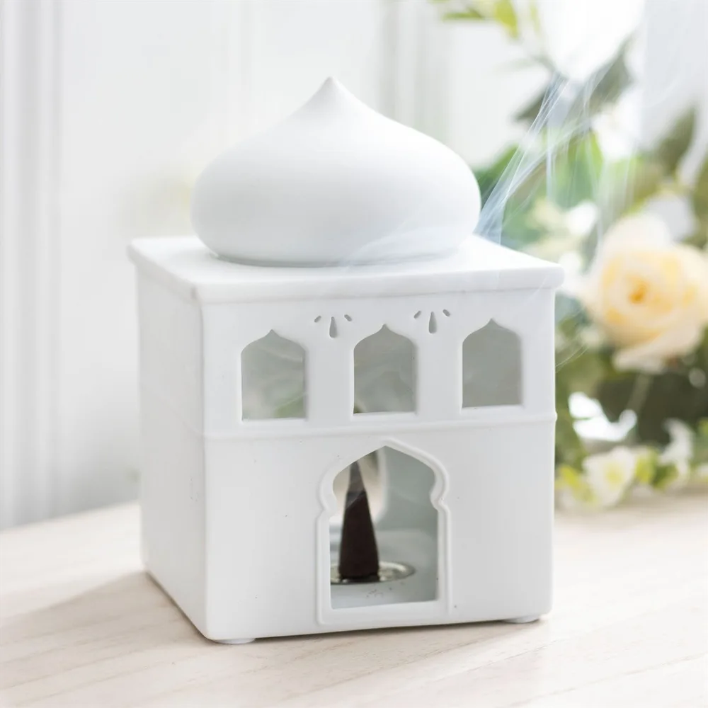 Off White Mosque Oil Burner and Incense Cone Holder Off White Mosque Oil Burner and Incense Cone Holder
