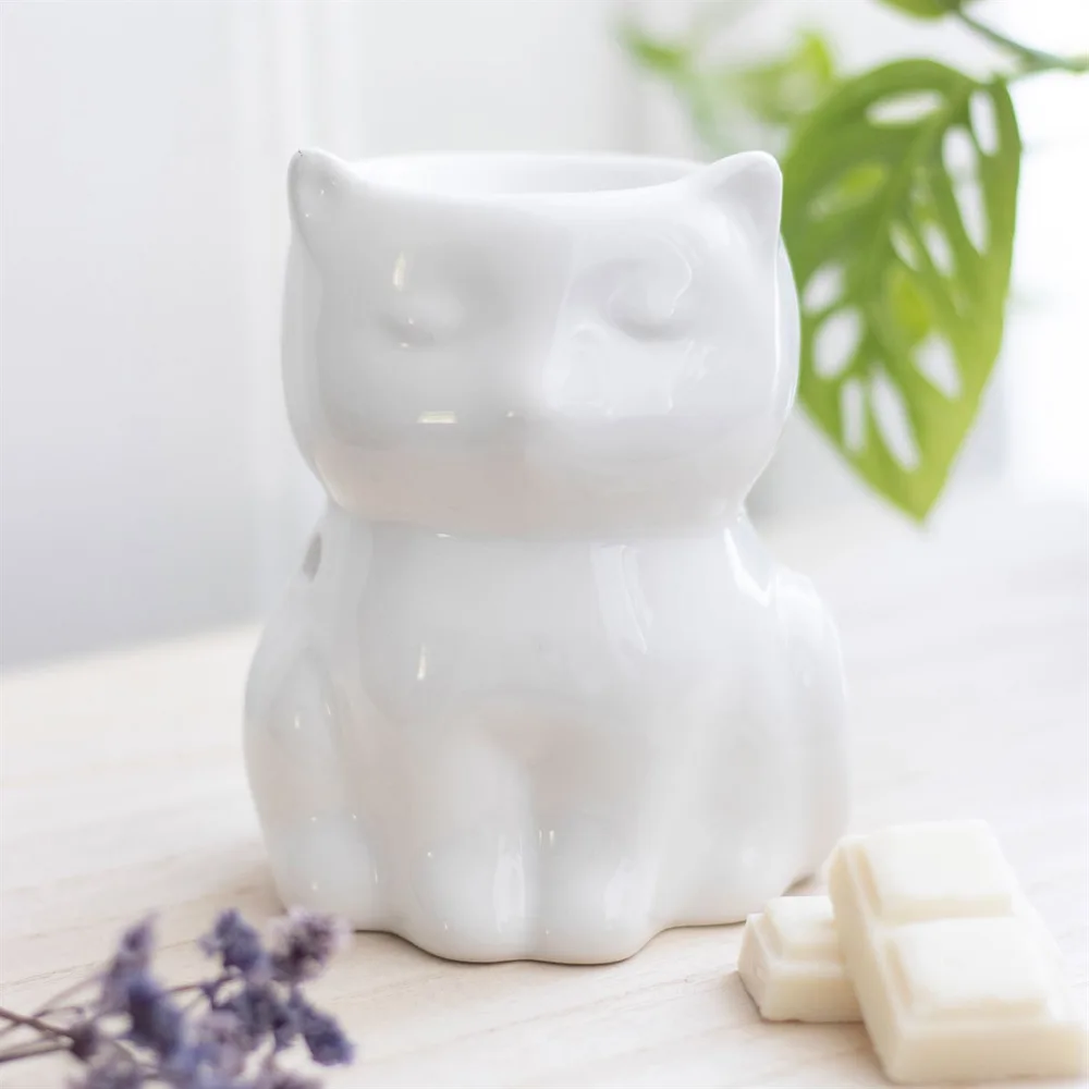 Shiny White Cat Oil Burner Shiny White Cat Oil Burner