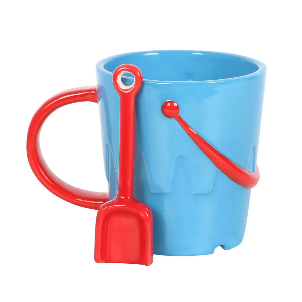 Bucket Shaped Ceramic Mug with Spade Spoon - Image 2