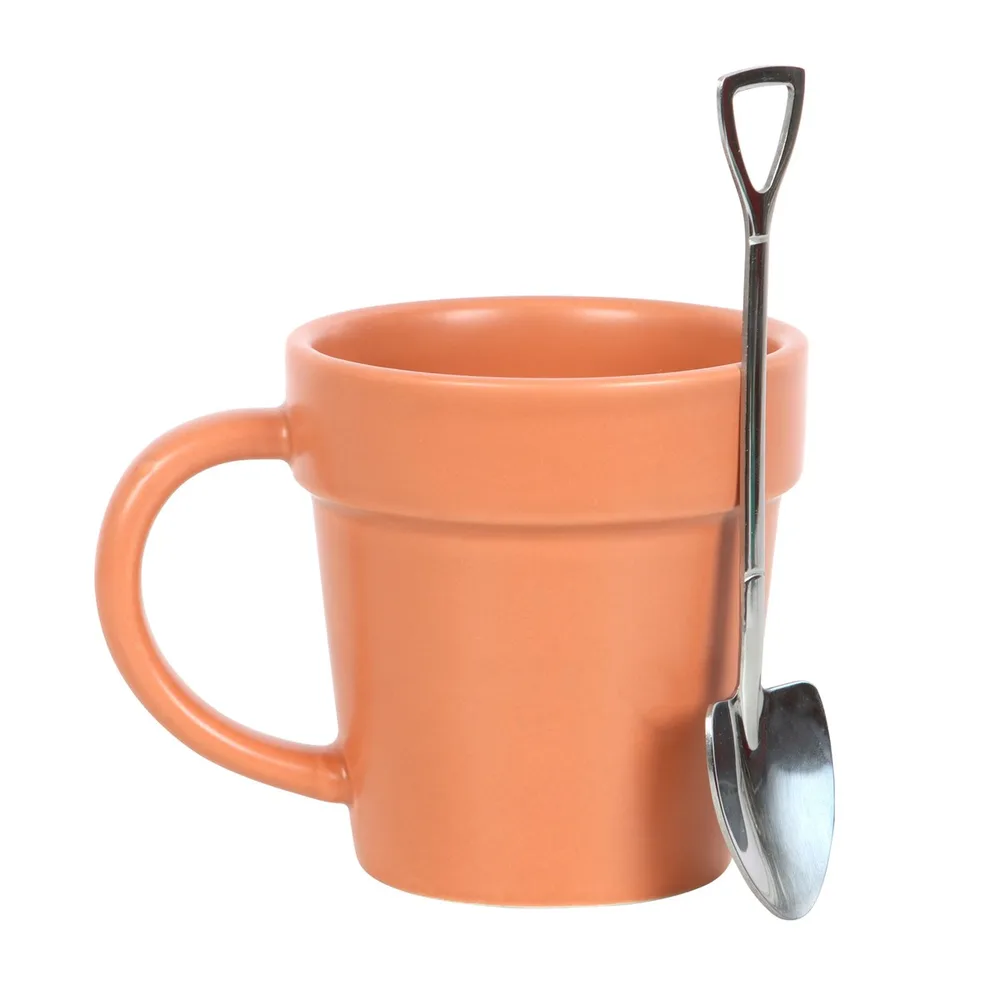 Plain Plant Pot Ceramic Mug and Shovel Spoon, photo 2 of 7