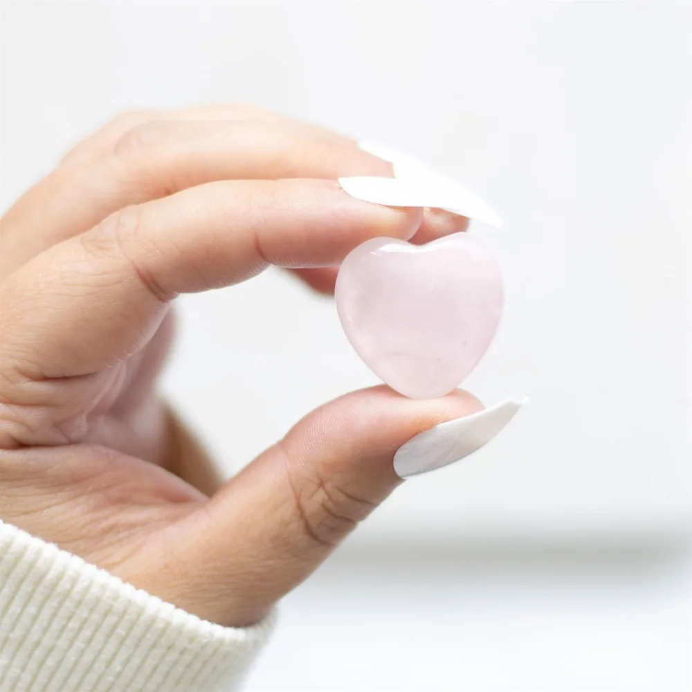 I Love You Rose Quartz Crystal Heart in a Bag - Image 5