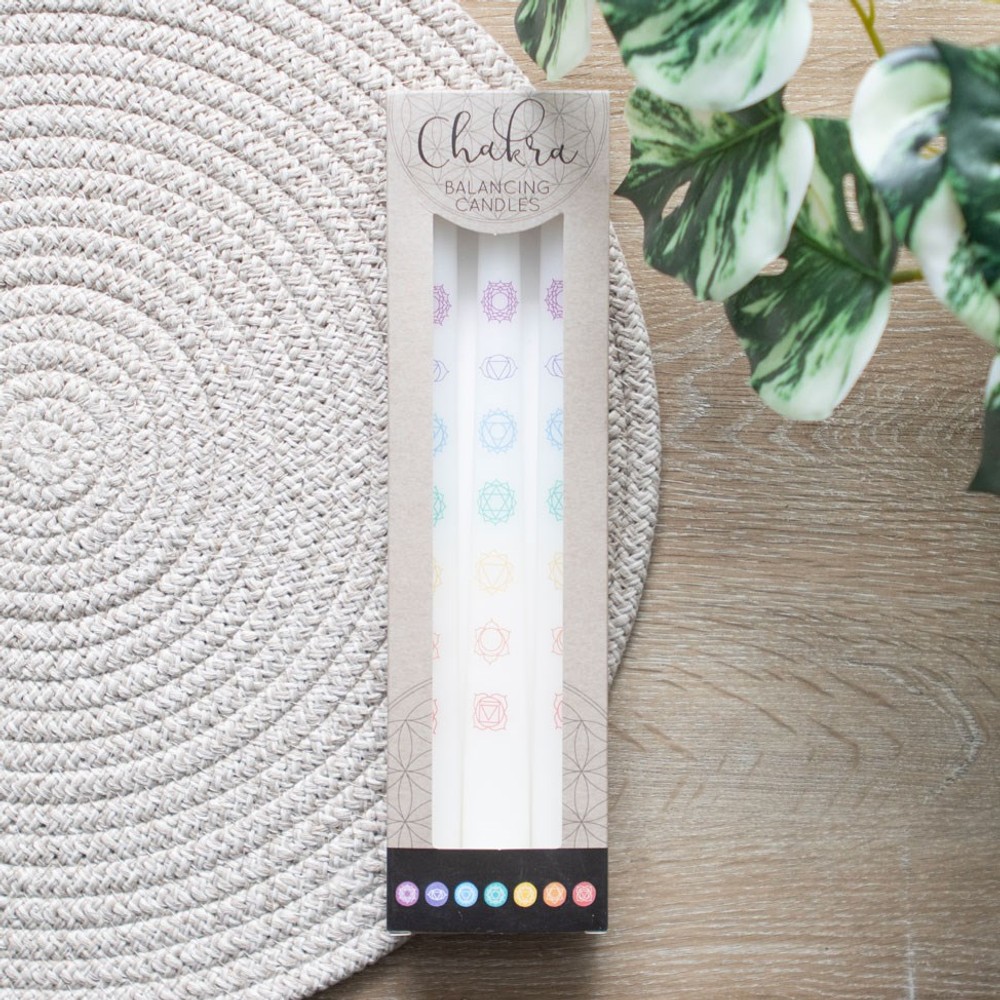 Set of 3 Chakra Balancing Taper Dinner Candles Set of 3 Chakra Balancing Taper Dinner Candles