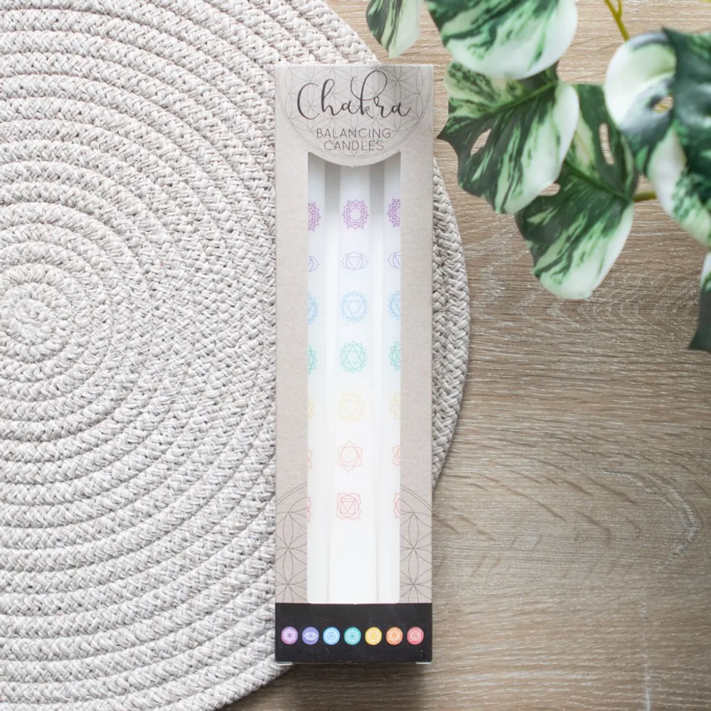 Set of 3 Chakra Balancing Taper Dinner Candles Set of 3 Chakra Balancing Taper Dinner Candles