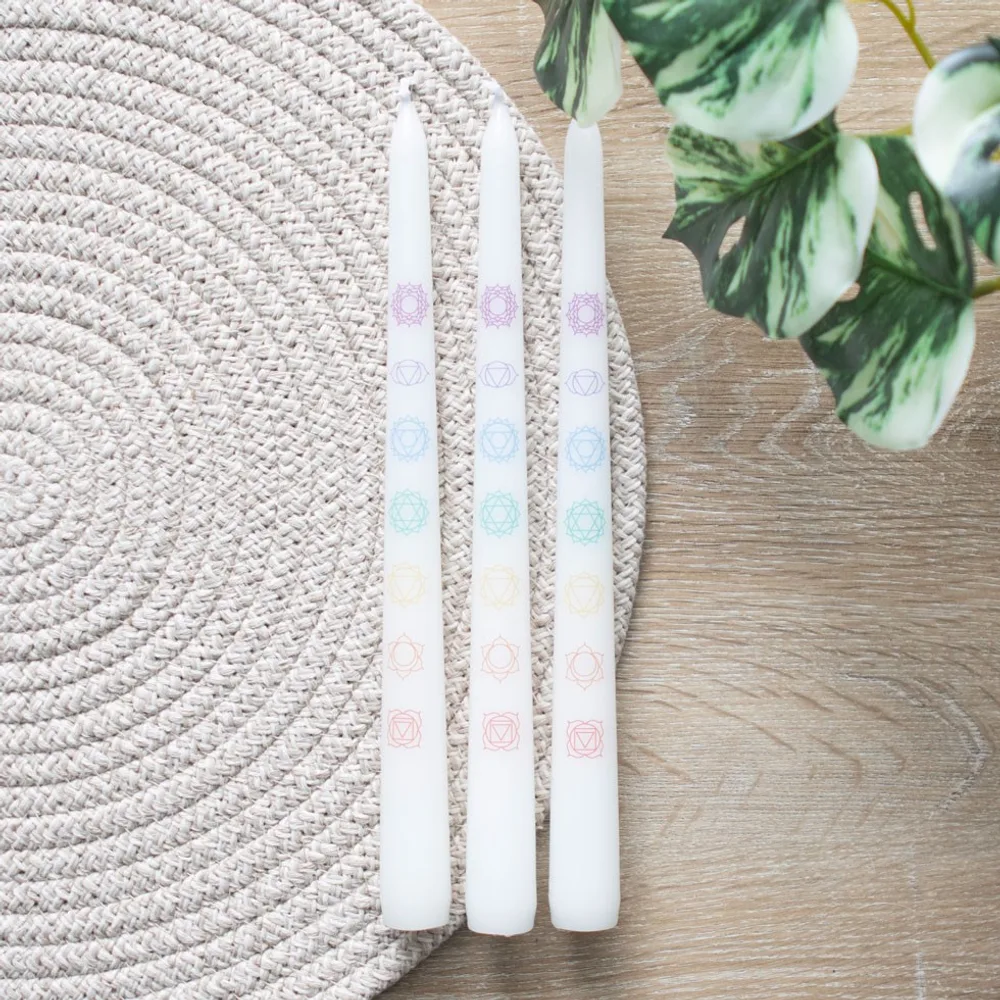 Set of 3 Chakra Balancing Taper Dinner Candles - Image 7