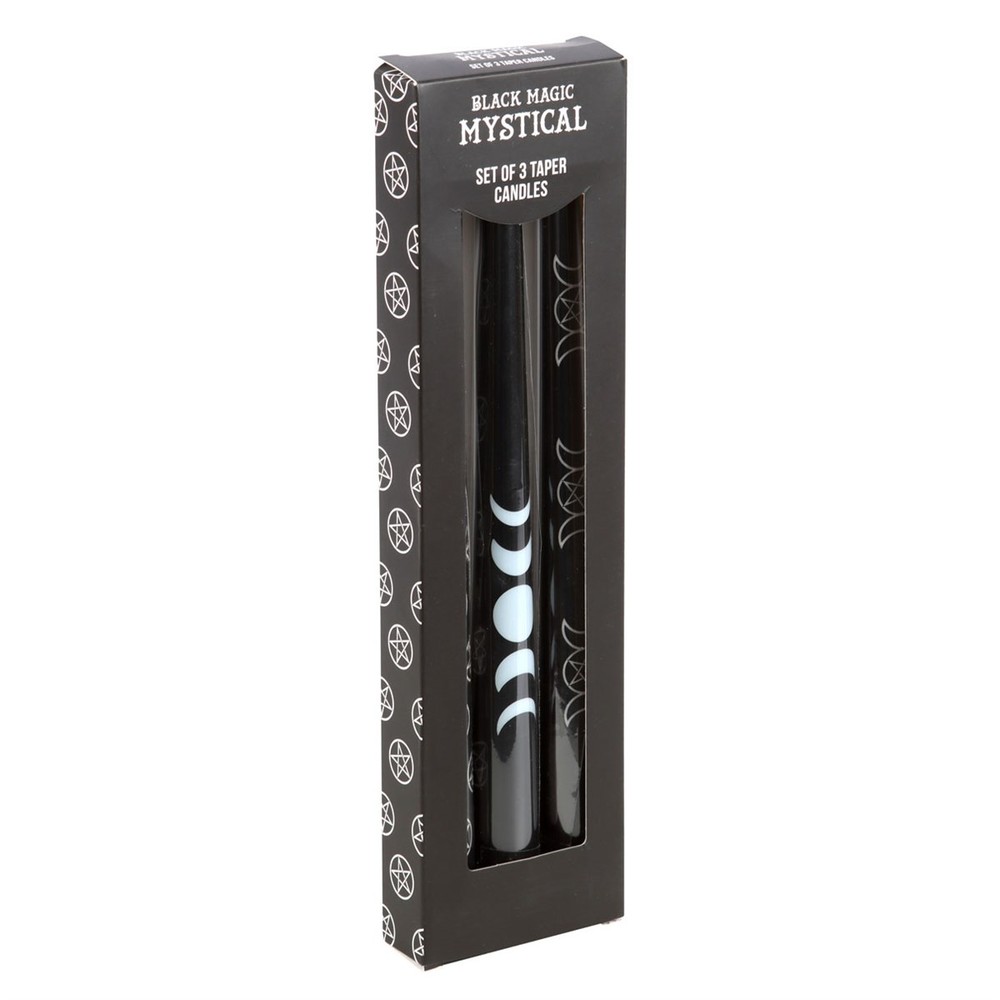 Set of 3 Black Magic Mystical Taper Candles Set of 3 Black Magic Mystical Taper Candles