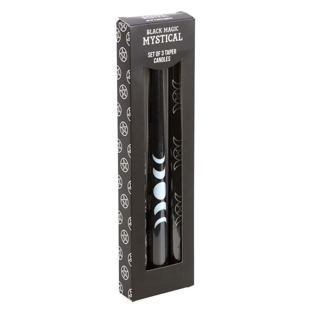 Set of 3 Black Magic Mystical Taper Candles Set of 3 Black Magic Mystical Taper Candles