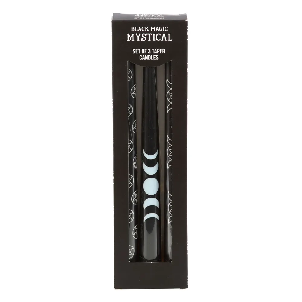 Set of 3 Black Magic Mystical Taper Candles, photo 2 of 7