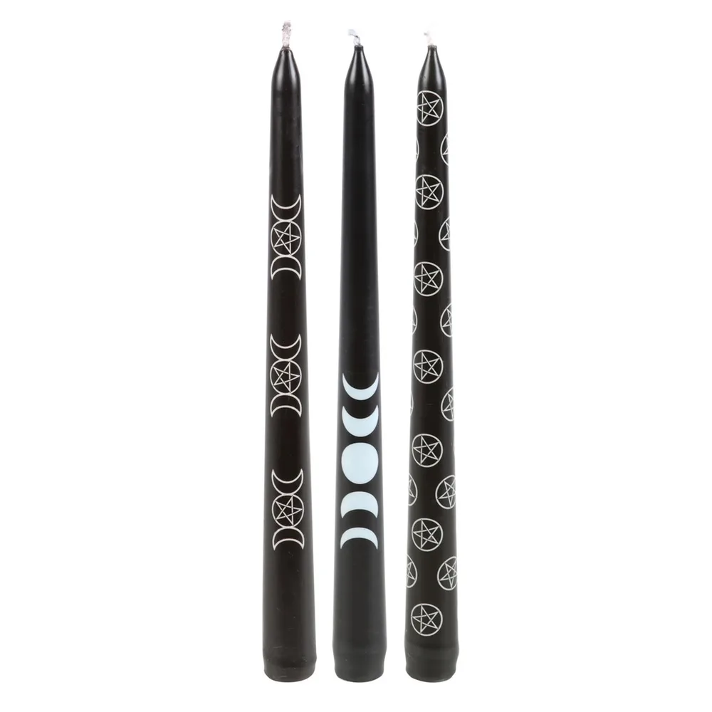 Set of 3 Black Magic Mystical Taper Candles, photo 3 of 7