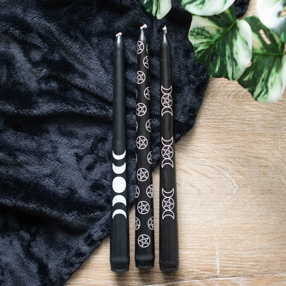 Set of 3 Black Magic Mystical Taper Candles, photo 5 of 7