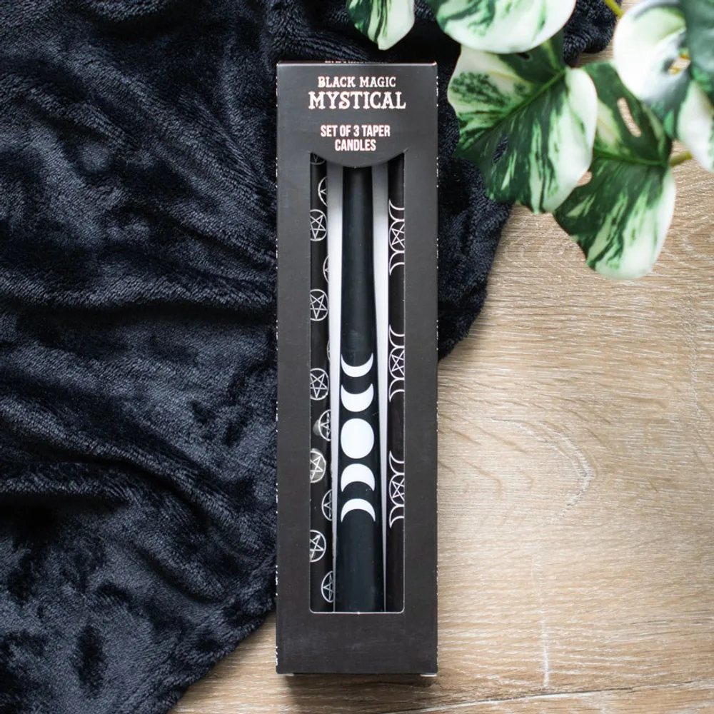 Set of 3 Black Magic Mystical Taper Candles, photo 6 of 7