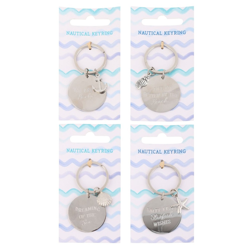 Pack of 12 Nautical Metal Keyrings