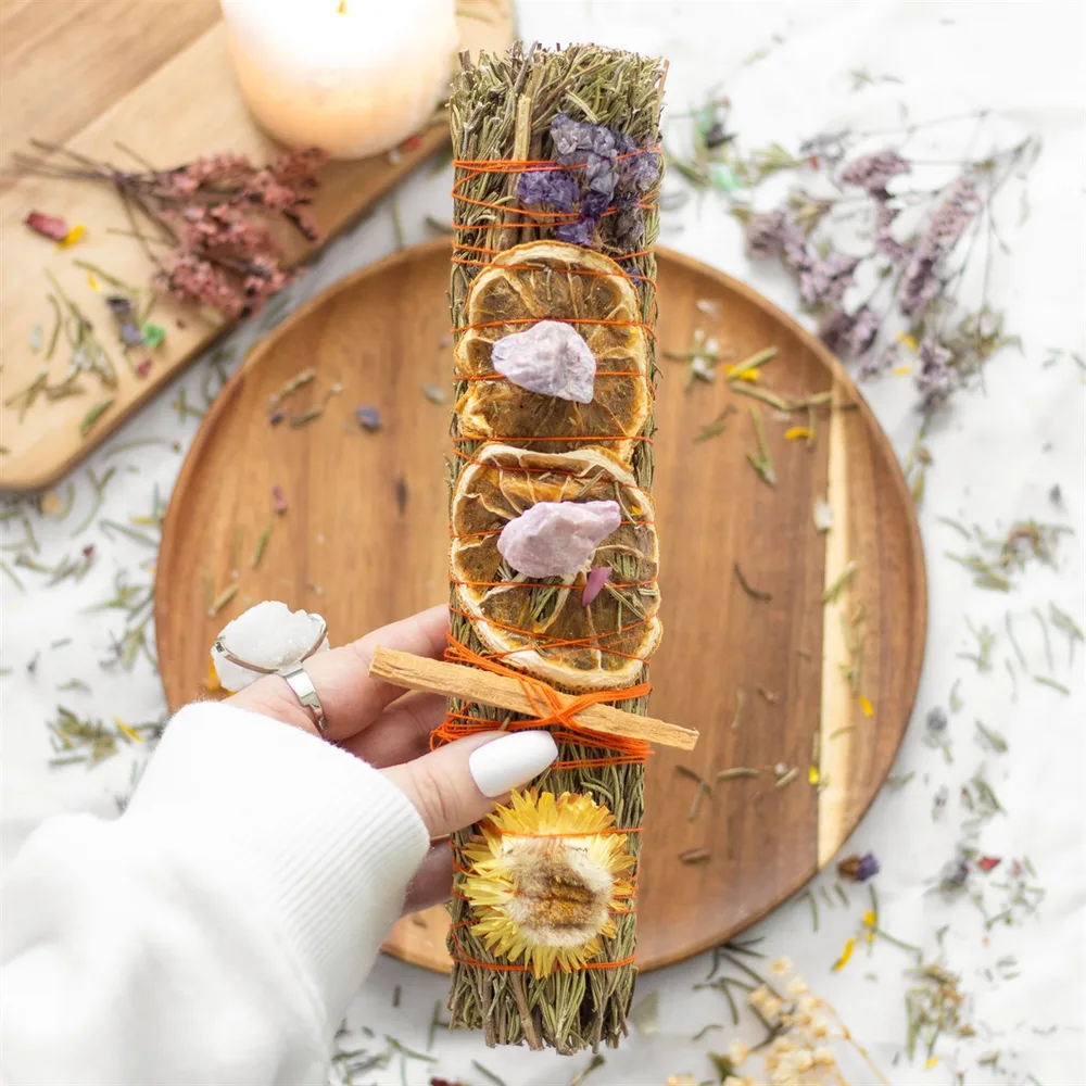 9in Ritual Wand Smudge Stick with Rosemary, Lavender, and Orange - Image 6