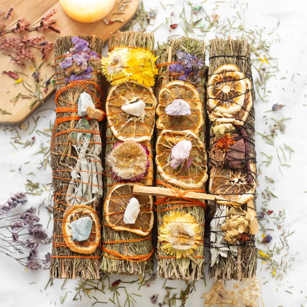 9in Ritual Wand Smudge Stick with Rosemary, Lavender, and Orange - Image 7
