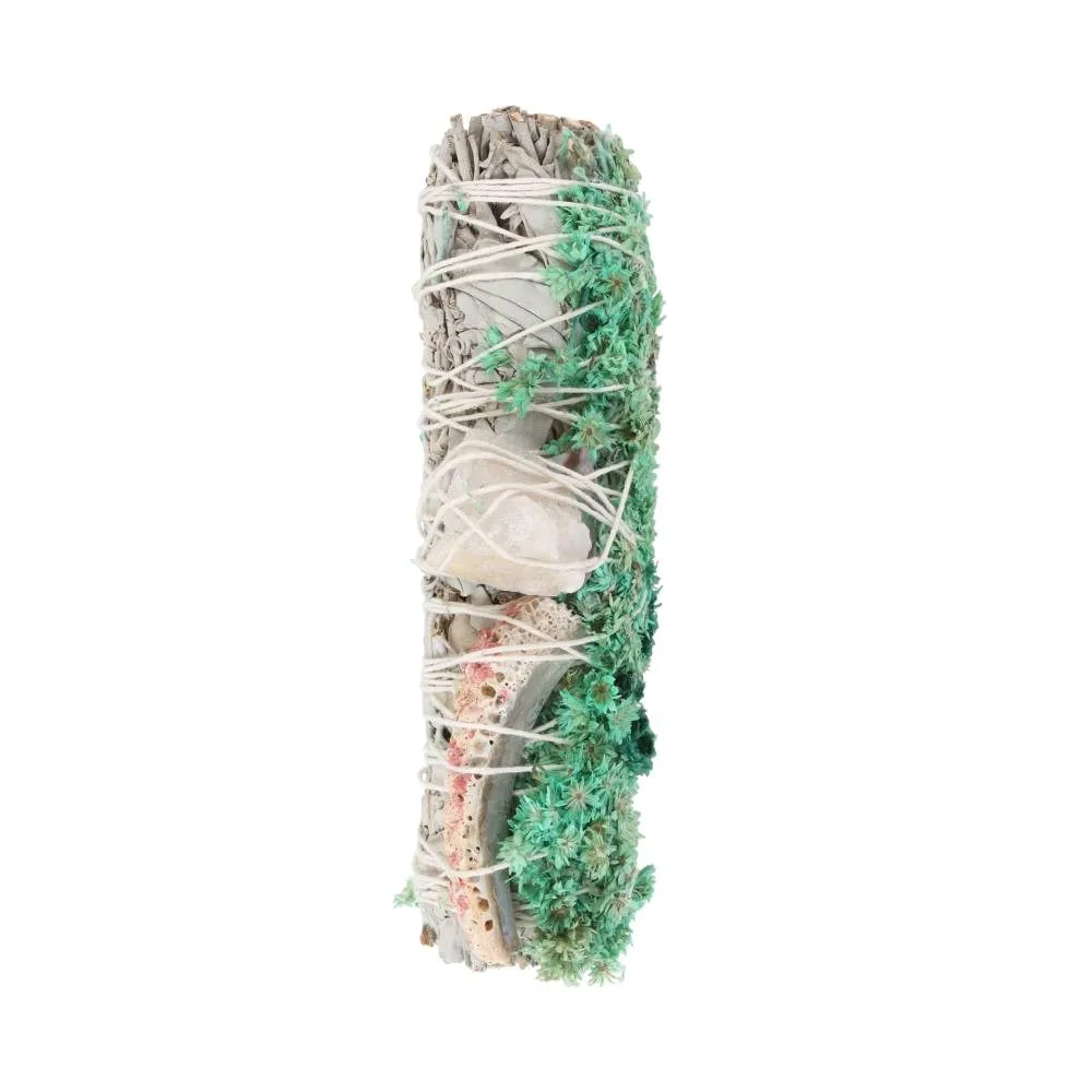 6in Ritual Wand Smudge Stick with White Sage, Abalone and Quartz 6in Ritual Wand Smudge Stick with White Sage, Abalone and Quartz