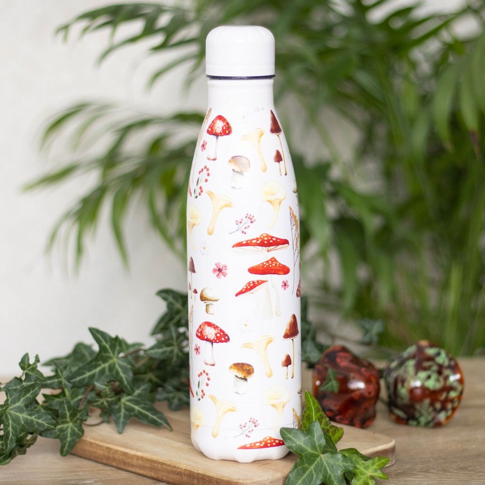 All Over Mushroom Print Metal Water Bottle All Over Mushroom Print Metal Water Bottle