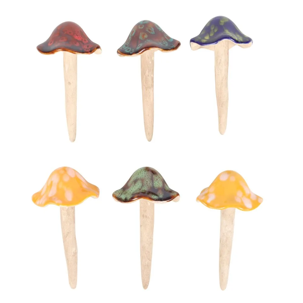 Set of 18 Ceramic Mushroom Plant Pot Decorations in Display - Image 3