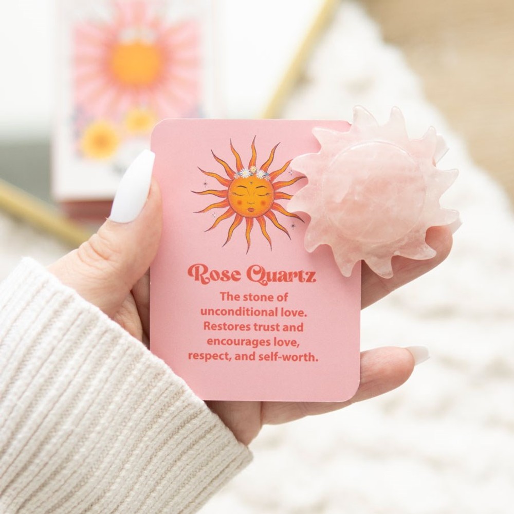 Rose Quartz Crystal Sun Keepsake Stone in a Box Rose Quartz Crystal Sun Keepsake Stone in a Box