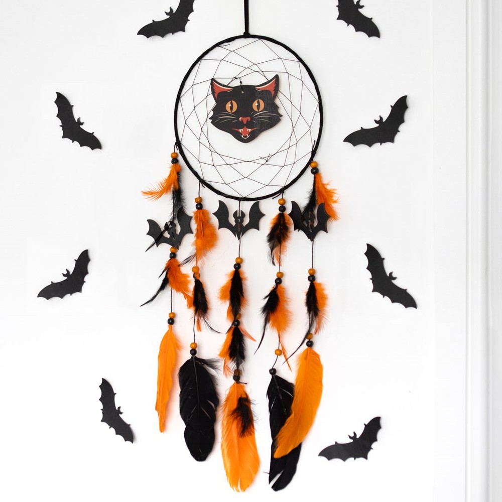 Black Cat Halloween Dreamcatcher Black Cat Halloween Dreamcatcher
