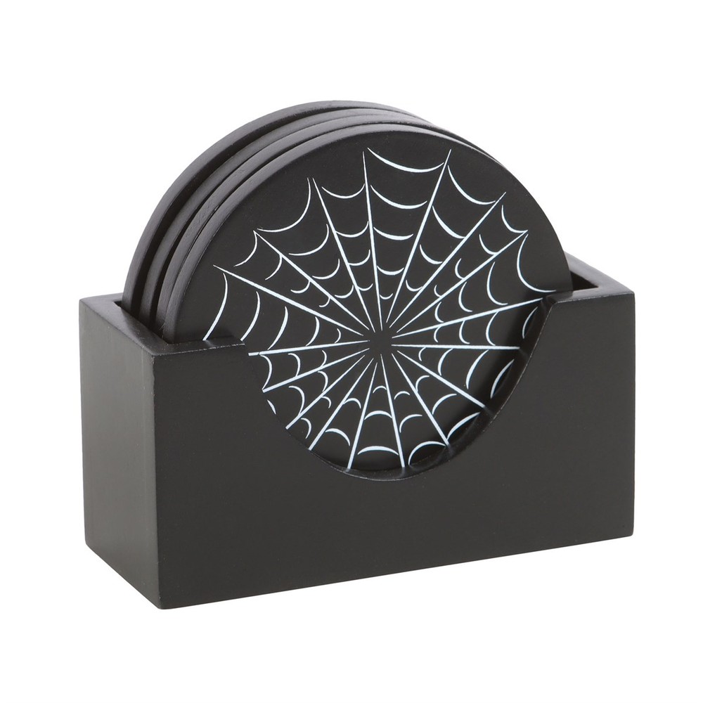 Black Spiderweb Coaster Set Black Spiderweb Coaster Set