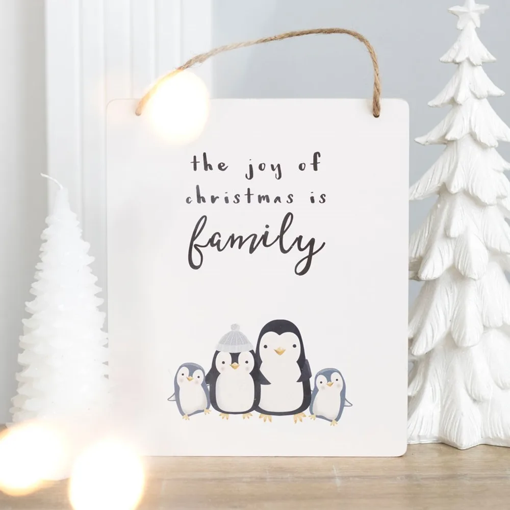 Joy of Christmas Penguin Family Hanging Sign - Image 4