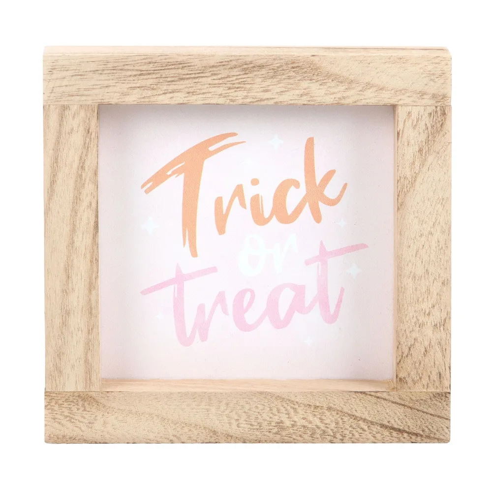Pink Trick or Treat Wooden Frame Sign, photo 2 of 5